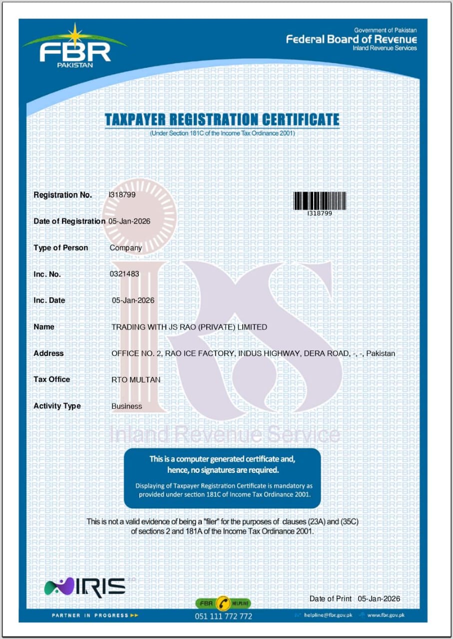 FBR Registration Certificate